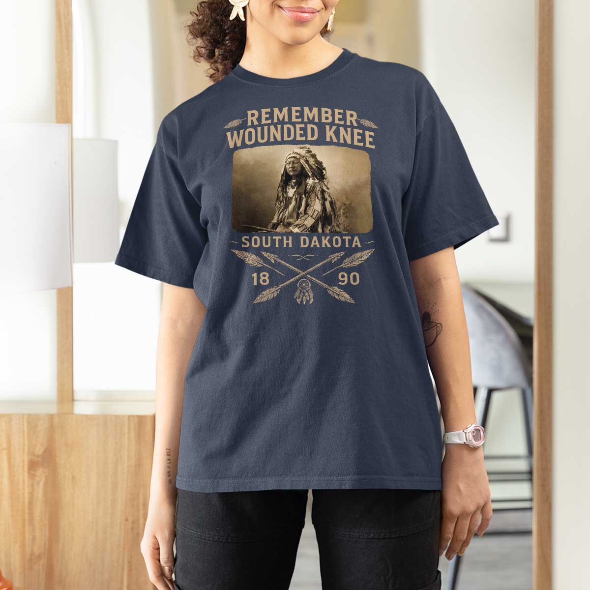 Remember Wounded Knee T Shirt For Women Spotted Elk Lakota Sioux Native American History - Wonder Print Shop