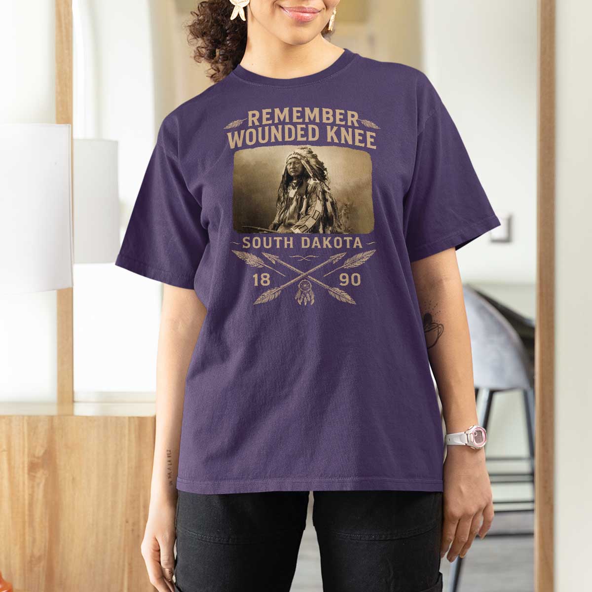 Remember Wounded Knee T Shirt For Women Spotted Elk Lakota Sioux Native American History - Wonder Print Shop