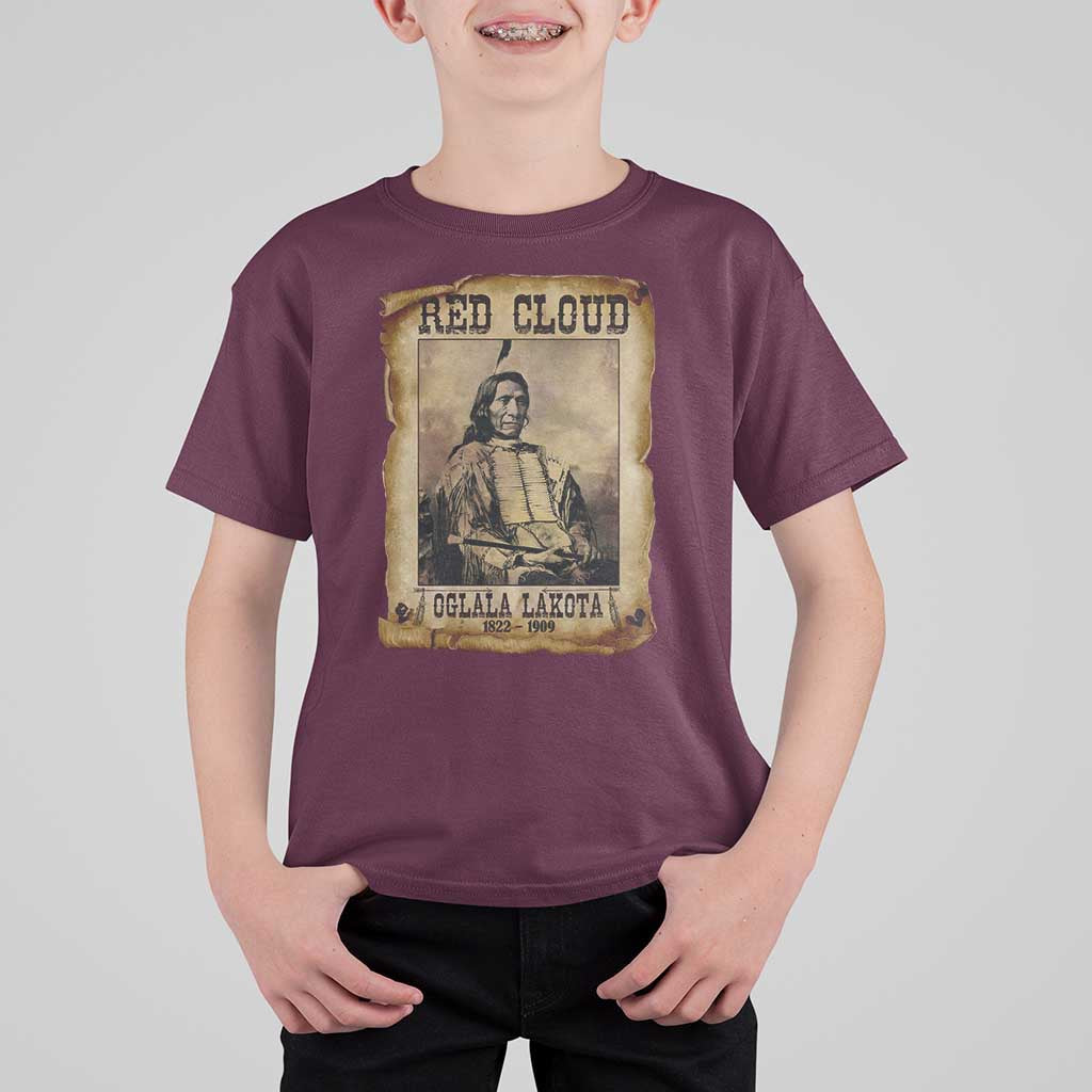 Red Cloud T Shirt For Kid Oglala Lakota Sioux Native American Chief Warrior History - Wonder Print Shop