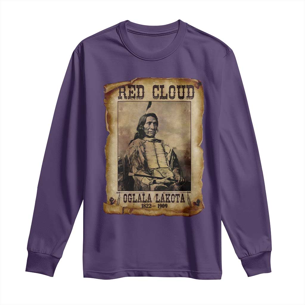 Red Cloud Long Sleeve Shirt Oglala Lakota Sioux Native American Chief Warrior History - Wonder Print Shop