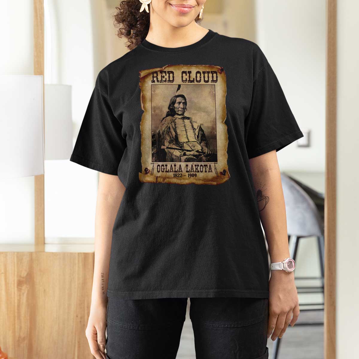Red Cloud T Shirt For Women Oglala Lakota Sioux Native American Chief Warrior History - Wonder Print Shop