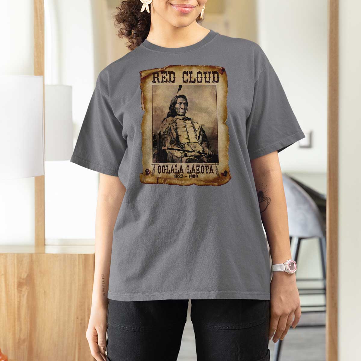 Red Cloud T Shirt For Women Oglala Lakota Sioux Native American Chief Warrior History - Wonder Print Shop
