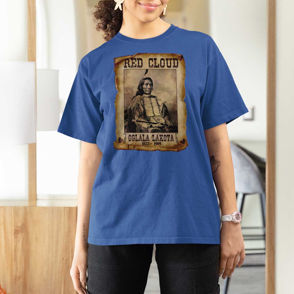 Red Cloud T Shirt For Women Oglala Lakota Sioux Native American Chief Warrior History - Wonder Print Shop