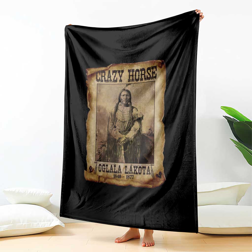 Crazy Horse Throw Blanket Legendary Oglala Sioux Lakota Leader Native American Indian - Wonder Print Shop