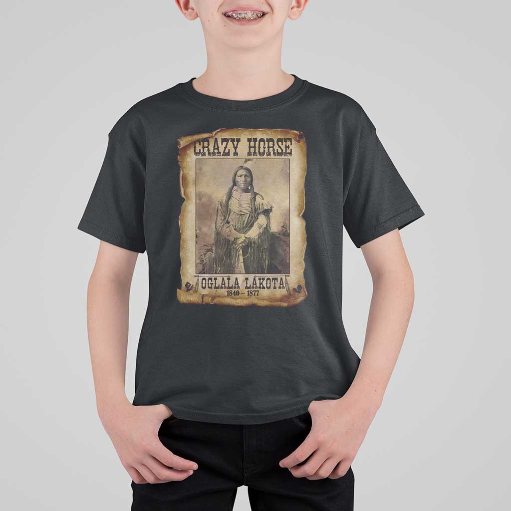 Crazy Horse T Shirt For Kid Legendary Oglala Sioux Lakota Leader Native American Indian - Wonder Print Shop