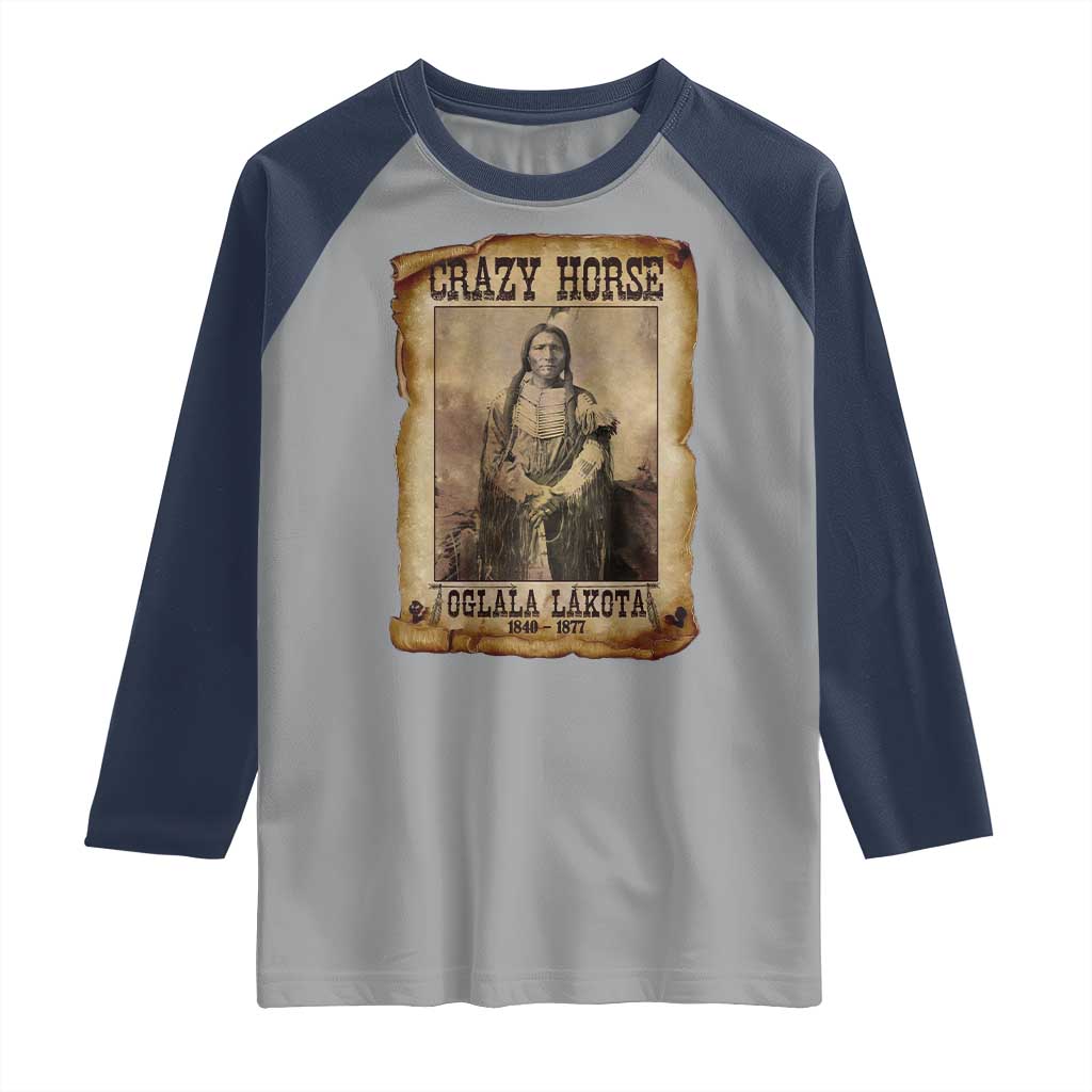 Crazy Horse Raglan Shirt Legendary Oglala Sioux Lakota Leader Native American Indian - Wonder Print Shop