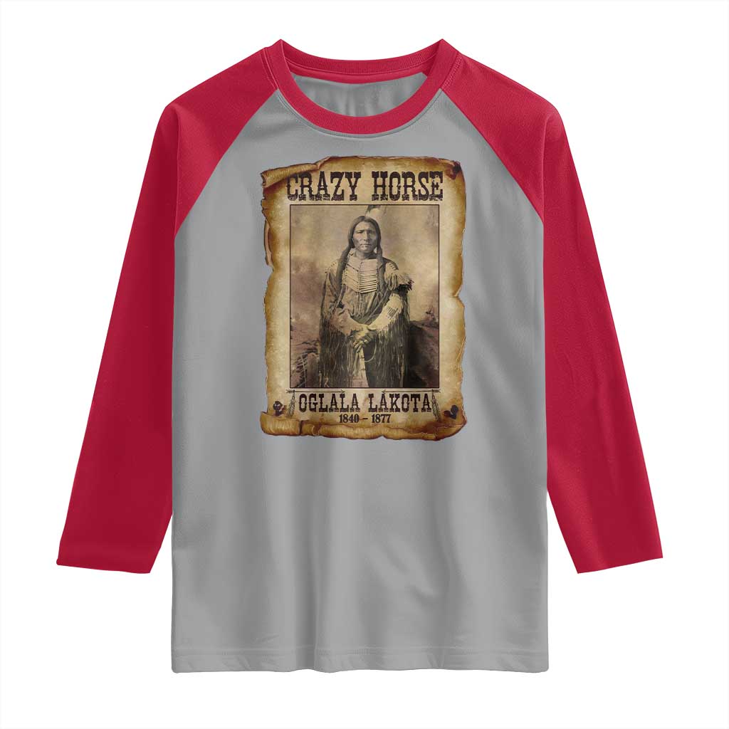 Crazy Horse Raglan Shirt Legendary Oglala Sioux Lakota Leader Native American Indian - Wonder Print Shop