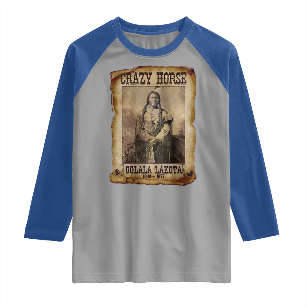 Crazy Horse Raglan Shirt Legendary Oglala Sioux Lakota Leader Native American Indian - Wonder Print Shop