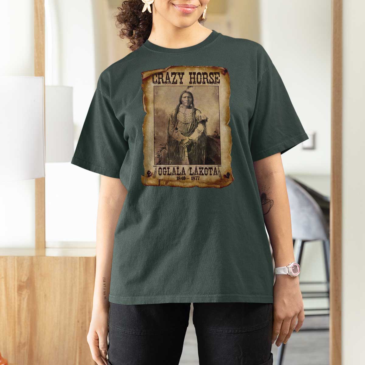 Crazy Horse T Shirt For Women Legendary Oglala Sioux Lakota Leader Native American Indian - Wonder Print Shop