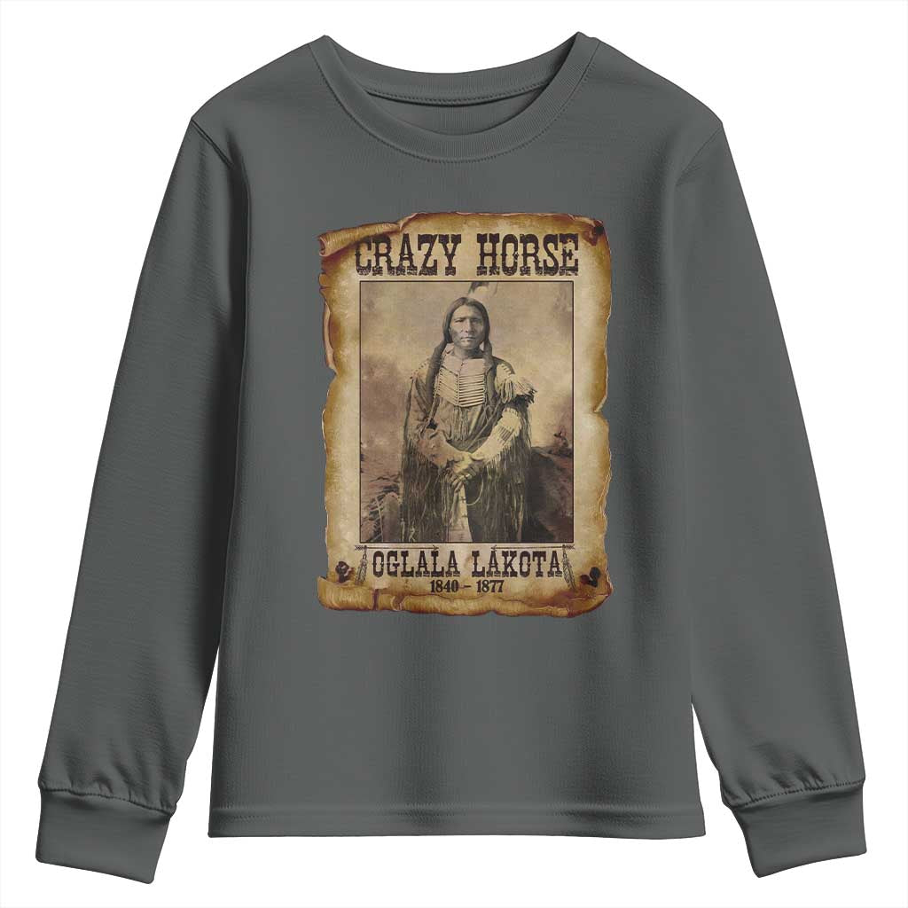 Crazy Horse Youth Sweatshirt Legendary Oglala Sioux Lakota Leader Native American Indian - Wonder Print Shop