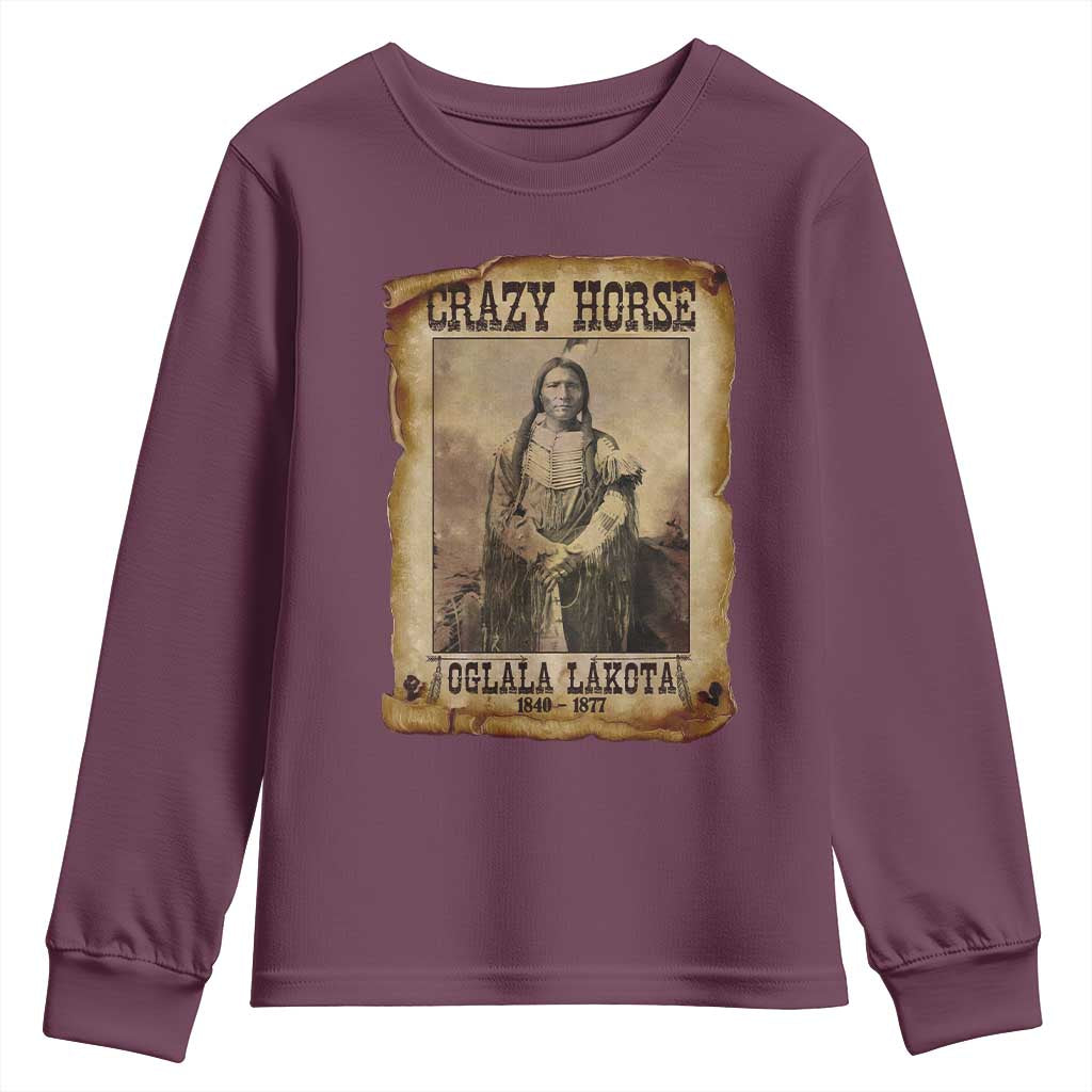 Crazy Horse Youth Sweatshirt Legendary Oglala Sioux Lakota Leader Native American Indian - Wonder Print Shop