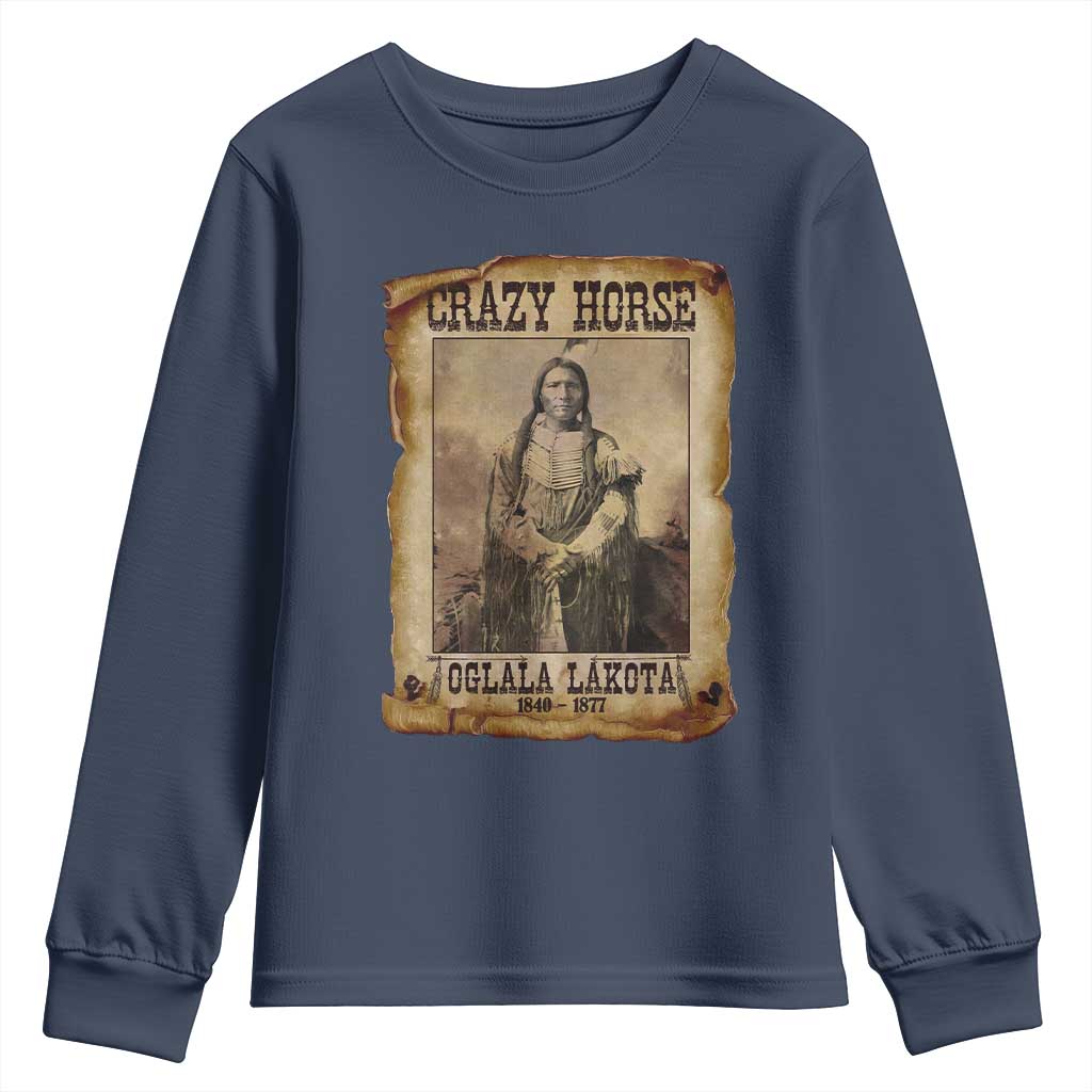 Crazy Horse Youth Sweatshirt Legendary Oglala Sioux Lakota Leader Native American Indian - Wonder Print Shop