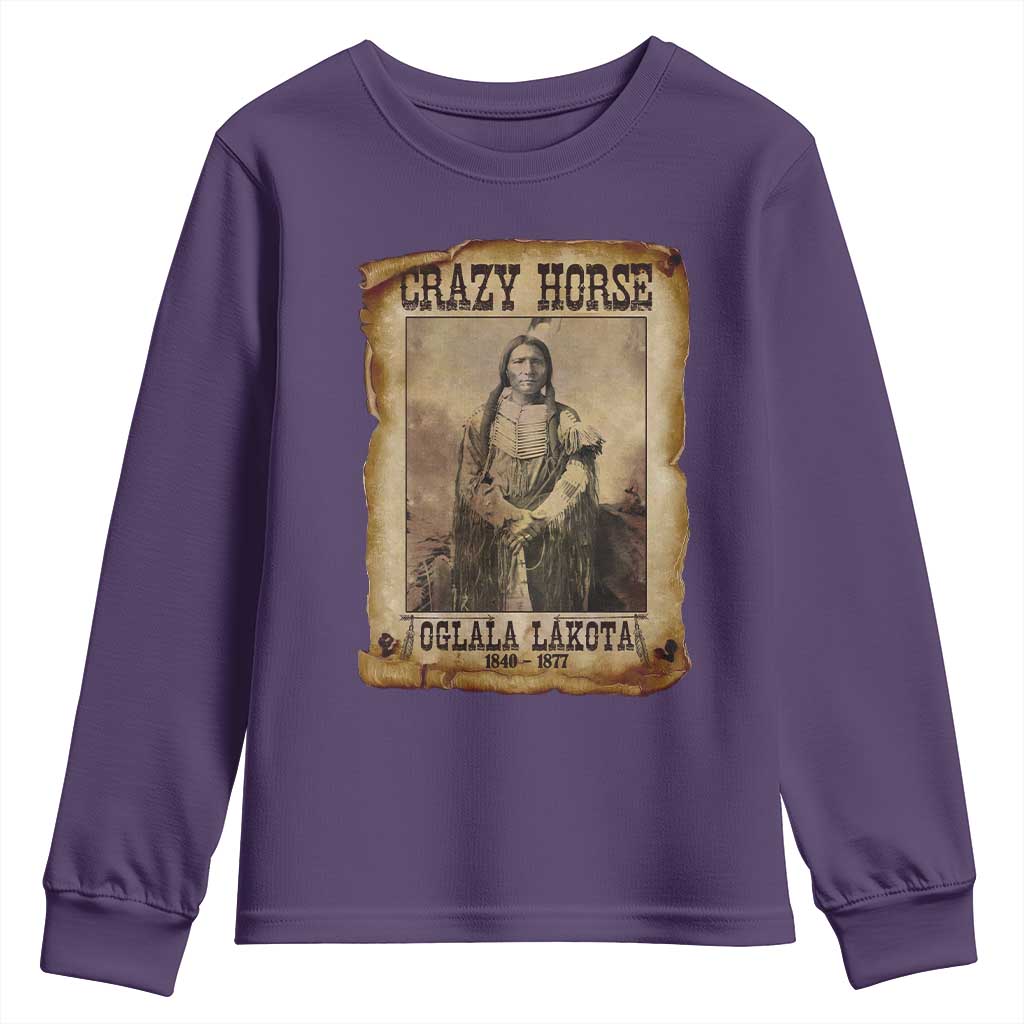 Crazy Horse Youth Sweatshirt Legendary Oglala Sioux Lakota Leader Native American Indian - Wonder Print Shop