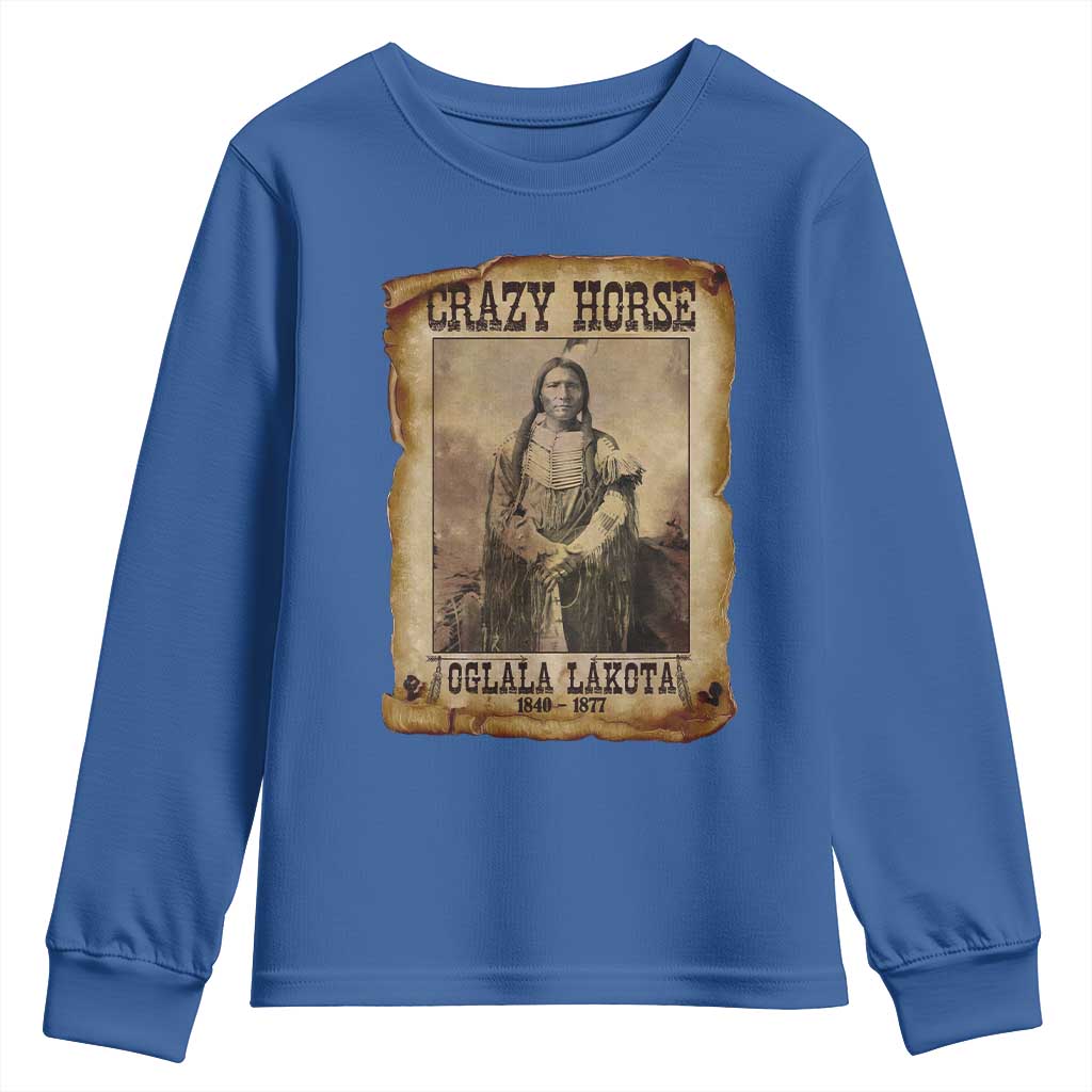 Crazy Horse Youth Sweatshirt Legendary Oglala Sioux Lakota Leader Native American Indian - Wonder Print Shop