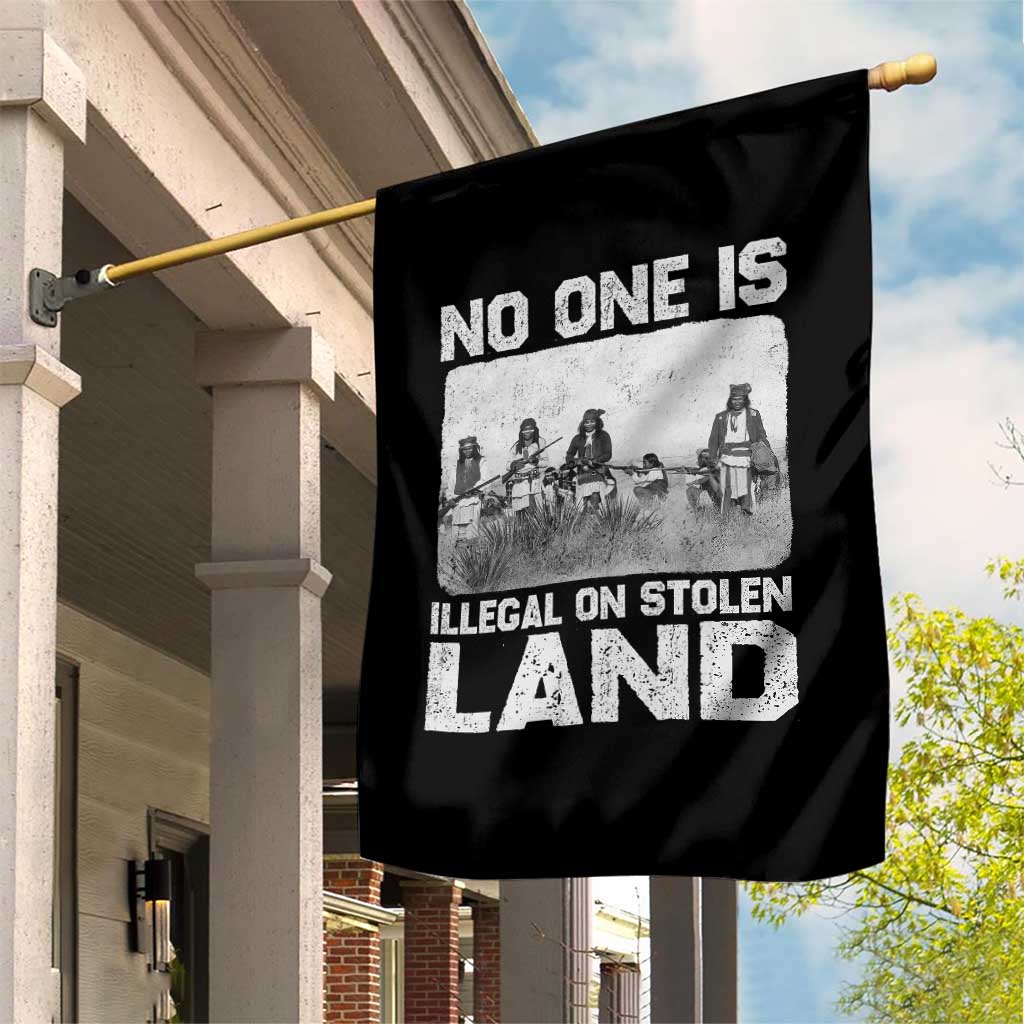 No One Is Illegal On Stolen Land Garden Flag Native Tribe Indigenous People - Wonder Print Shop