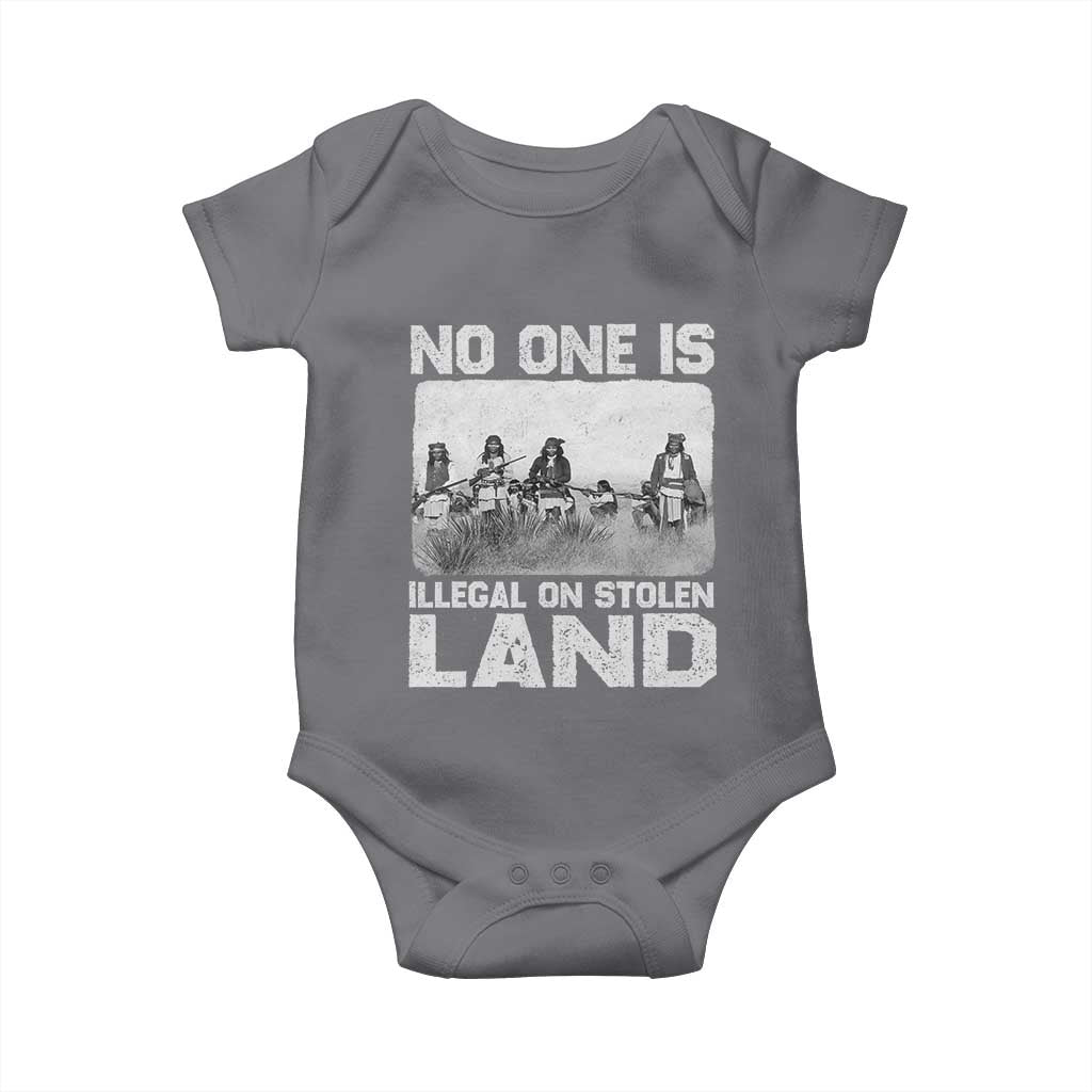 No One Is Illegal On Stolen Land Baby Onesie Native Tribe Indigenous People - Wonder Print Shop