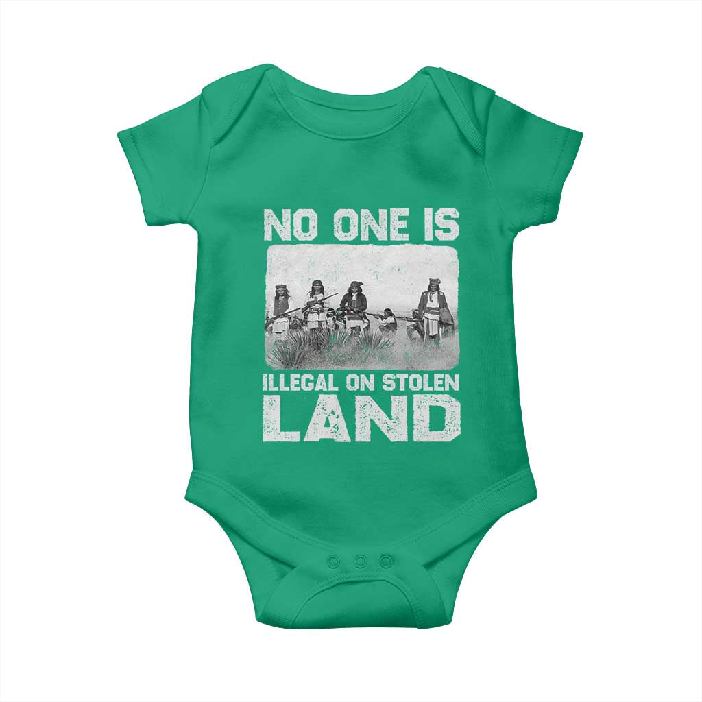 No One Is Illegal On Stolen Land Baby Onesie Native Tribe Indigenous People - Wonder Print Shop