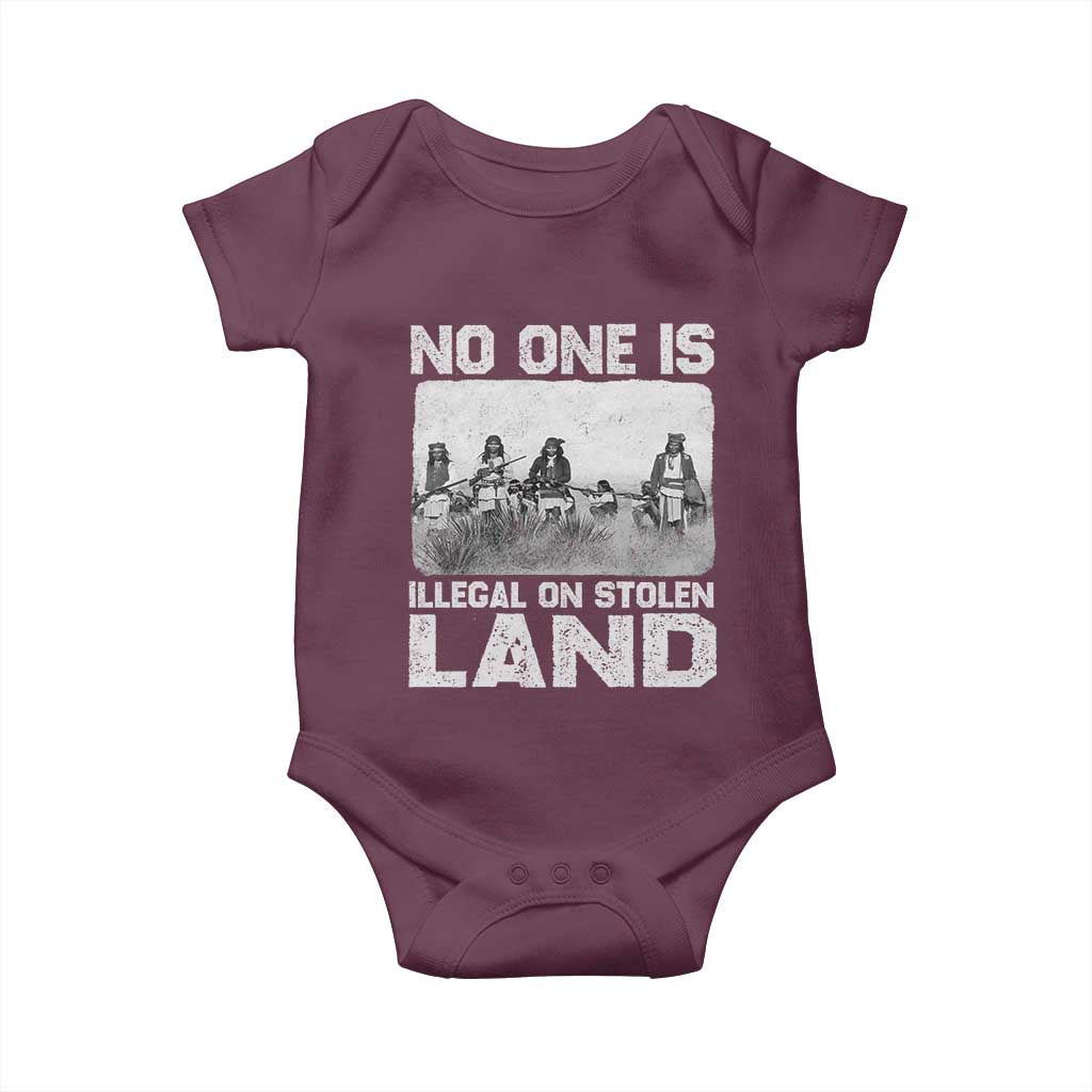 No One Is Illegal On Stolen Land Baby Onesie Native Tribe Indigenous People - Wonder Print Shop