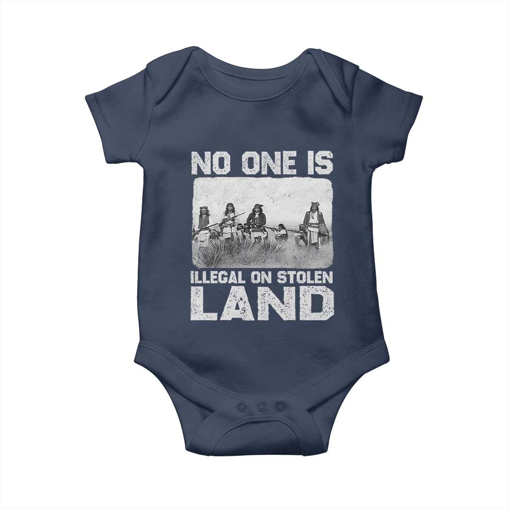 No One Is Illegal On Stolen Land Baby Onesie Native Tribe Indigenous People - Wonder Print Shop