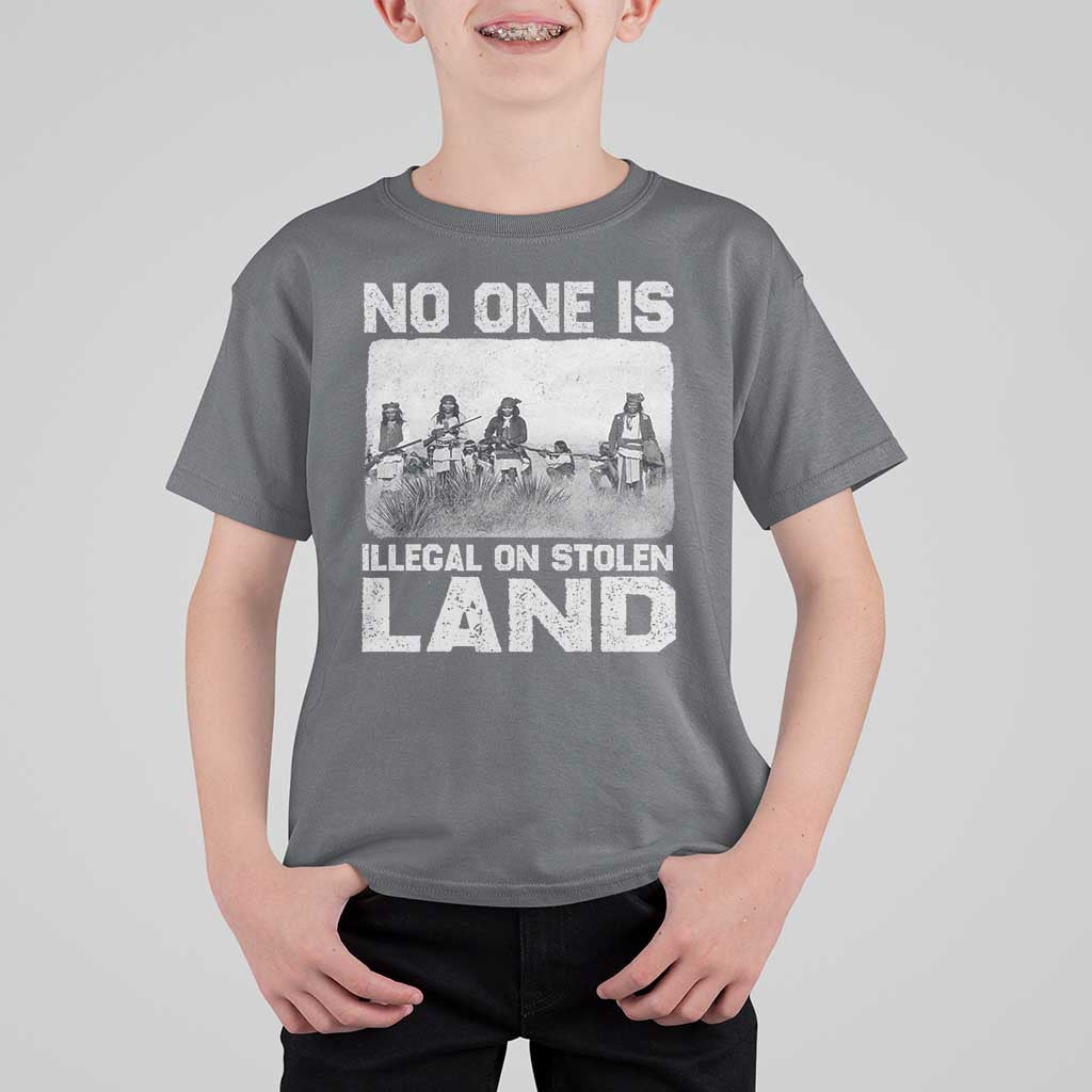 No One Is Illegal On Stolen Land T Shirt For Kid Native Tribe Indigenous People - Wonder Print Shop