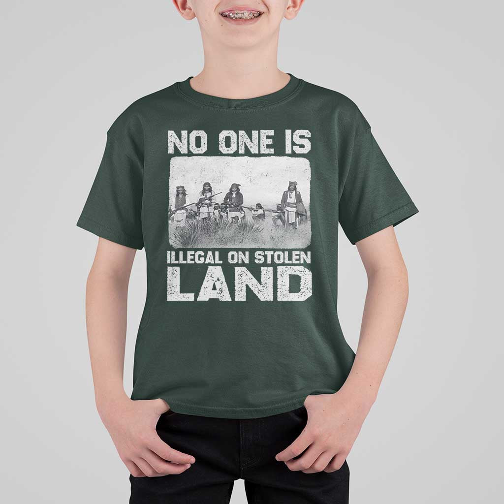 No One Is Illegal On Stolen Land T Shirt For Kid Native Tribe Indigenous People - Wonder Print Shop