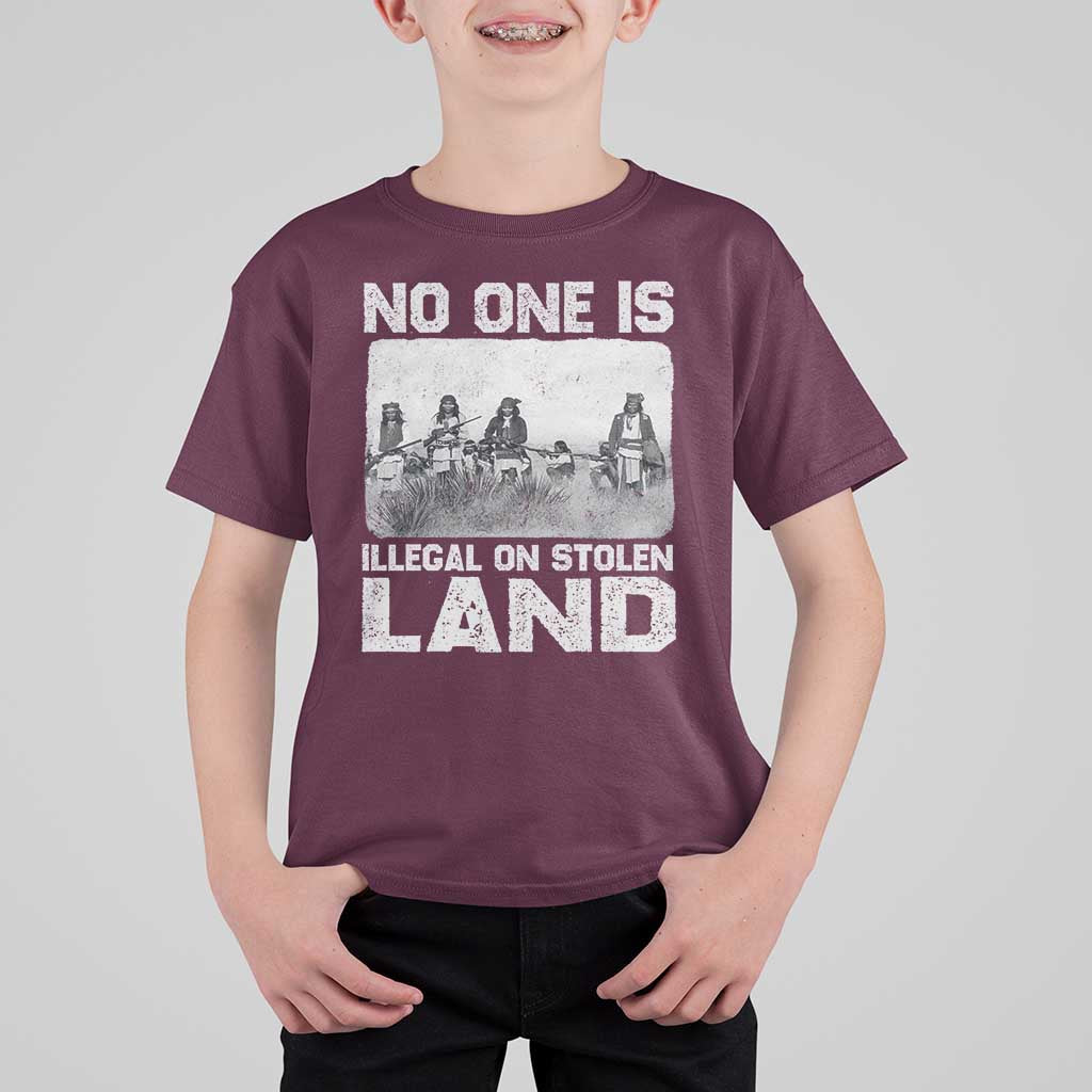 No One Is Illegal On Stolen Land T Shirt For Kid Native Tribe Indigenous People - Wonder Print Shop