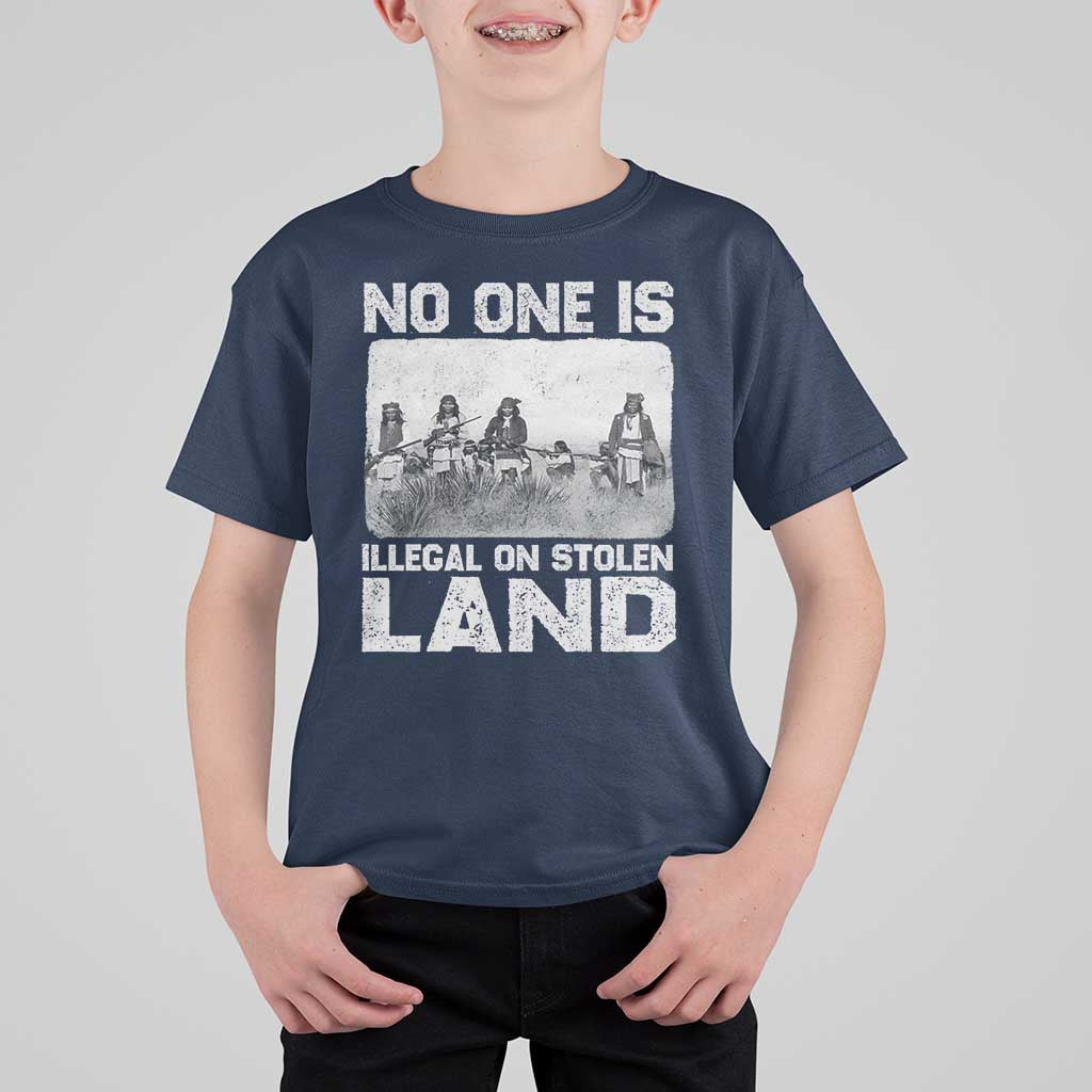 No One Is Illegal On Stolen Land T Shirt For Kid Native Tribe Indigenous People - Wonder Print Shop