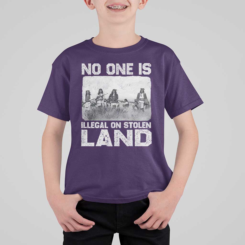 No One Is Illegal On Stolen Land T Shirt For Kid Native Tribe Indigenous People - Wonder Print Shop