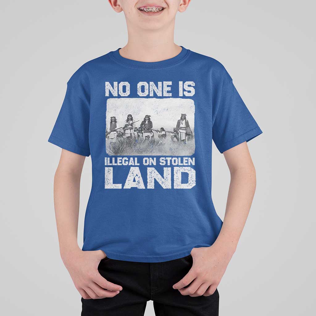 No One Is Illegal On Stolen Land T Shirt For Kid Native Tribe Indigenous People - Wonder Print Shop
