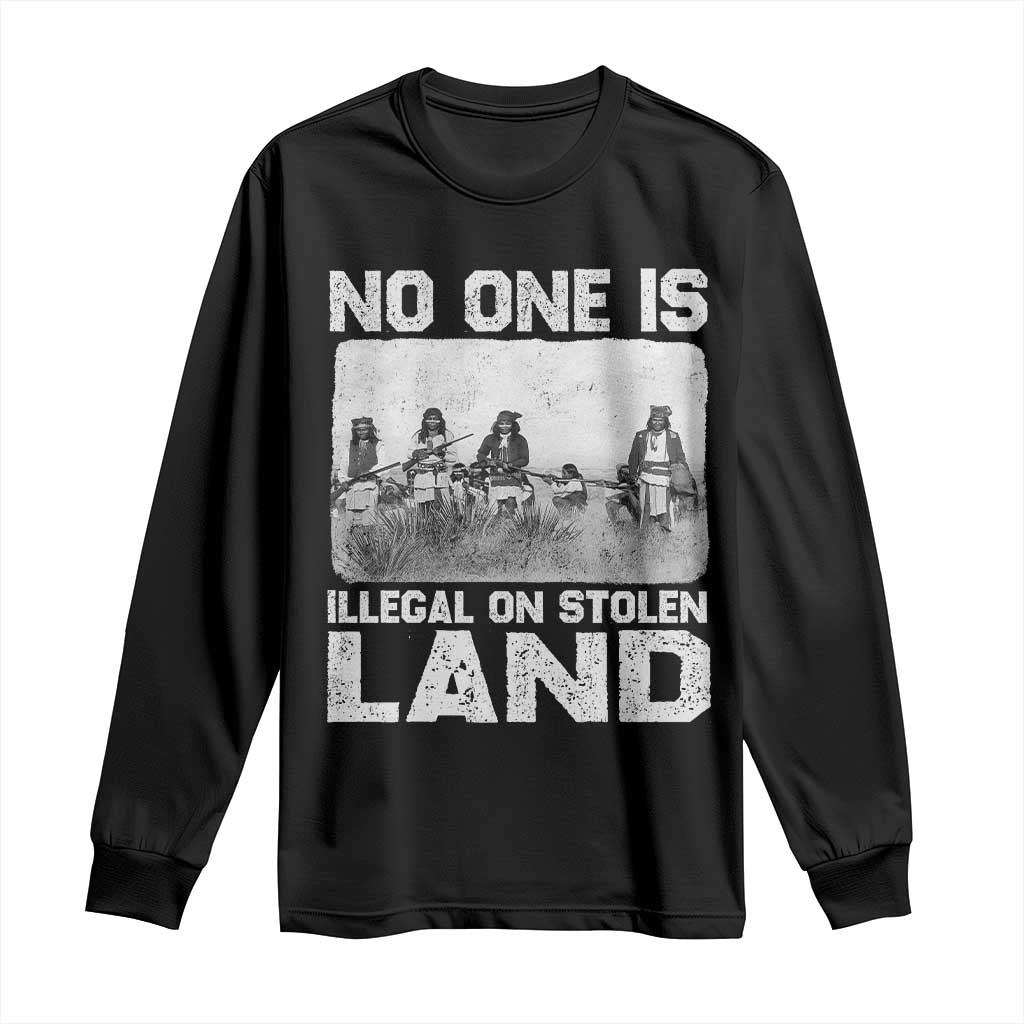 No One Is Illegal On Stolen Land Long Sleeve Shirt Native Tribe Indigenous People - Wonder Print Shop
