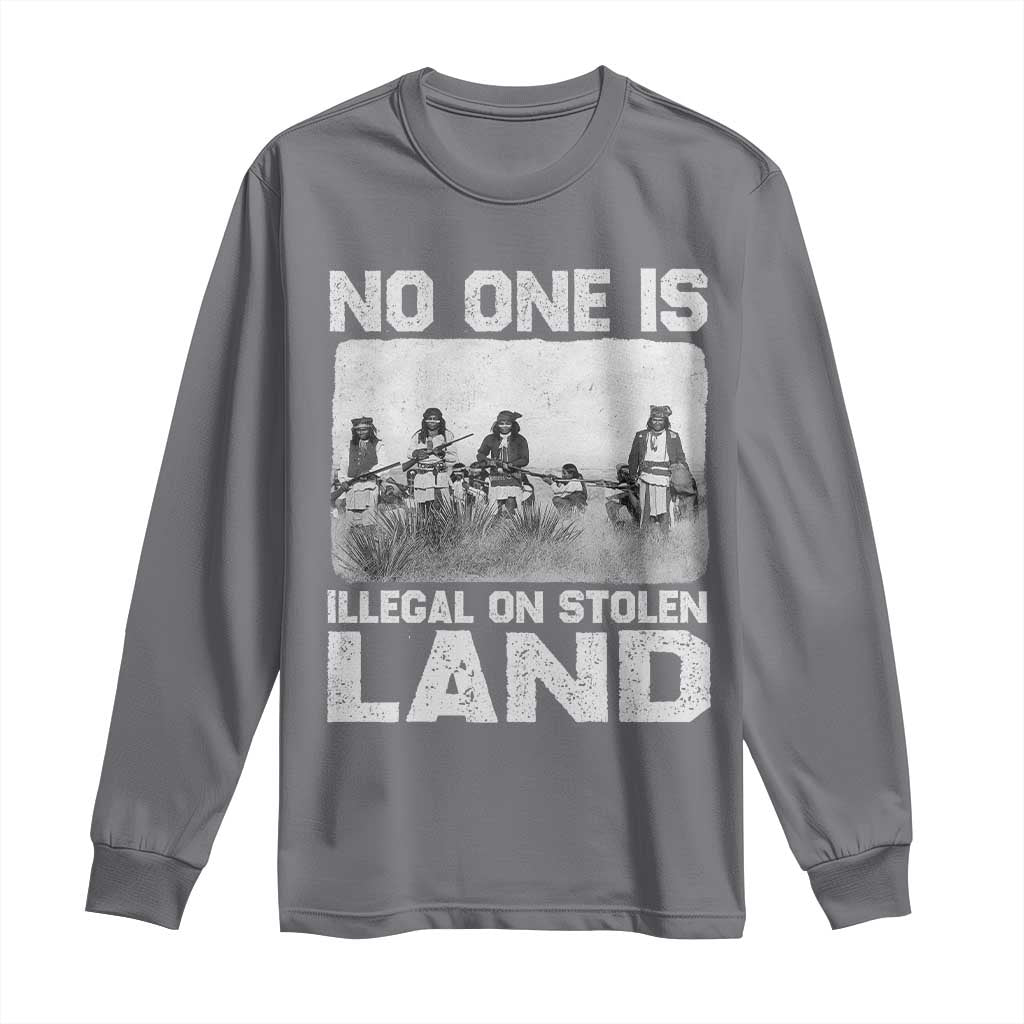 No One Is Illegal On Stolen Land Long Sleeve Shirt Native Tribe Indigenous People - Wonder Print Shop