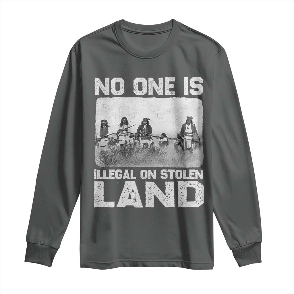 No One Is Illegal On Stolen Land Long Sleeve Shirt Native Tribe Indigenous People - Wonder Print Shop