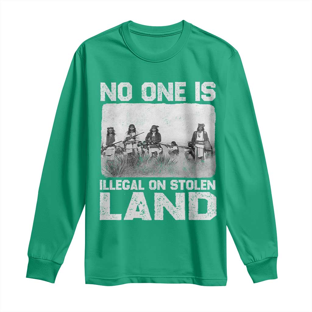 No One Is Illegal On Stolen Land Long Sleeve Shirt Native Tribe Indigenous People - Wonder Print Shop