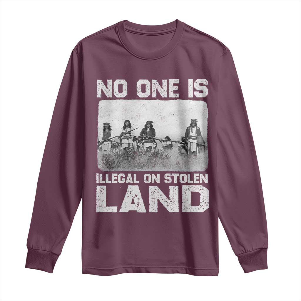 No One Is Illegal On Stolen Land Long Sleeve Shirt Native Tribe Indigenous People - Wonder Print Shop