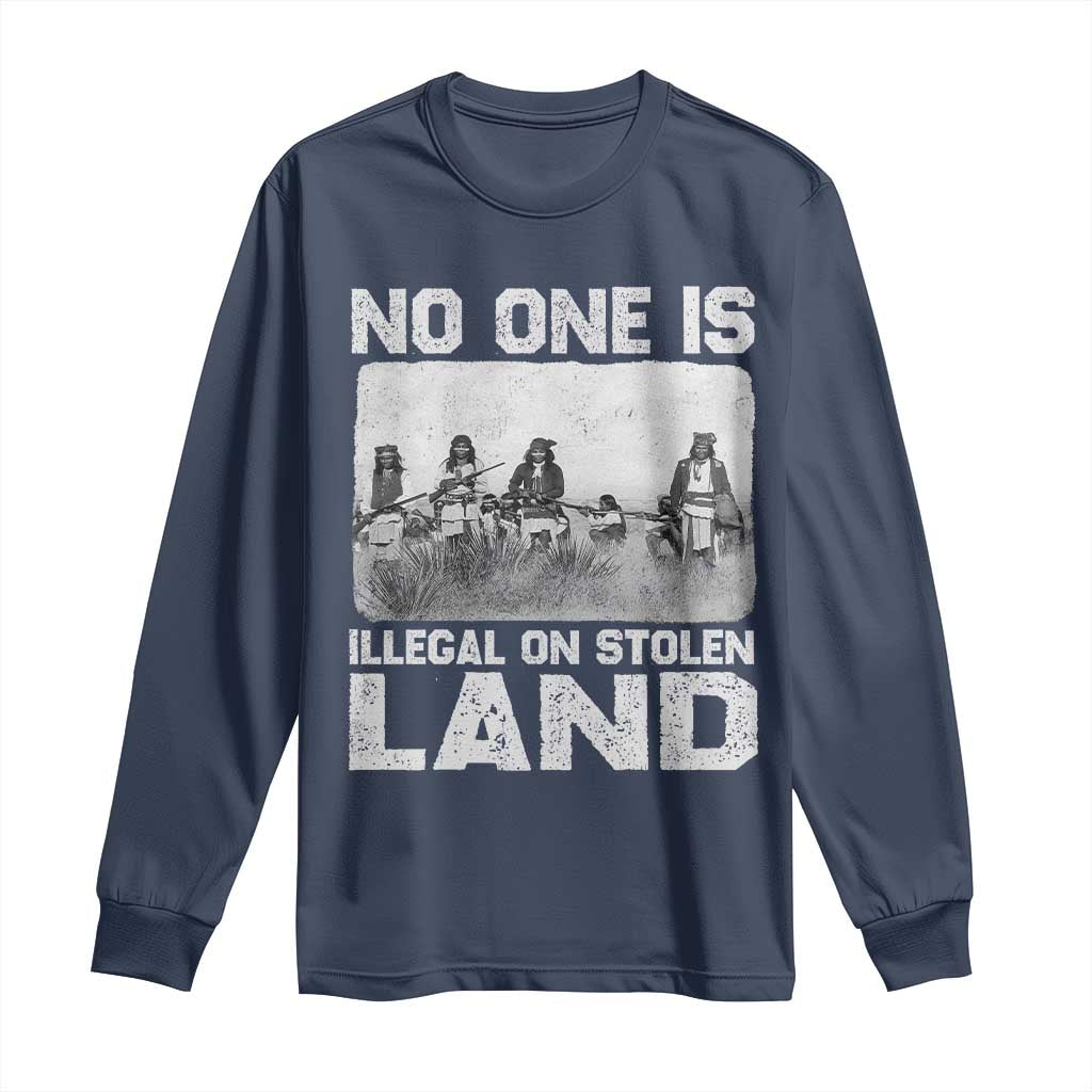 No One Is Illegal On Stolen Land Long Sleeve Shirt Native Tribe Indigenous People - Wonder Print Shop
