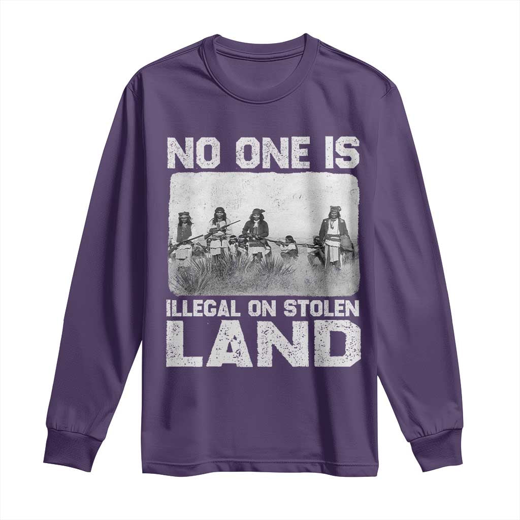 No One Is Illegal On Stolen Land Long Sleeve Shirt Native Tribe Indigenous People - Wonder Print Shop