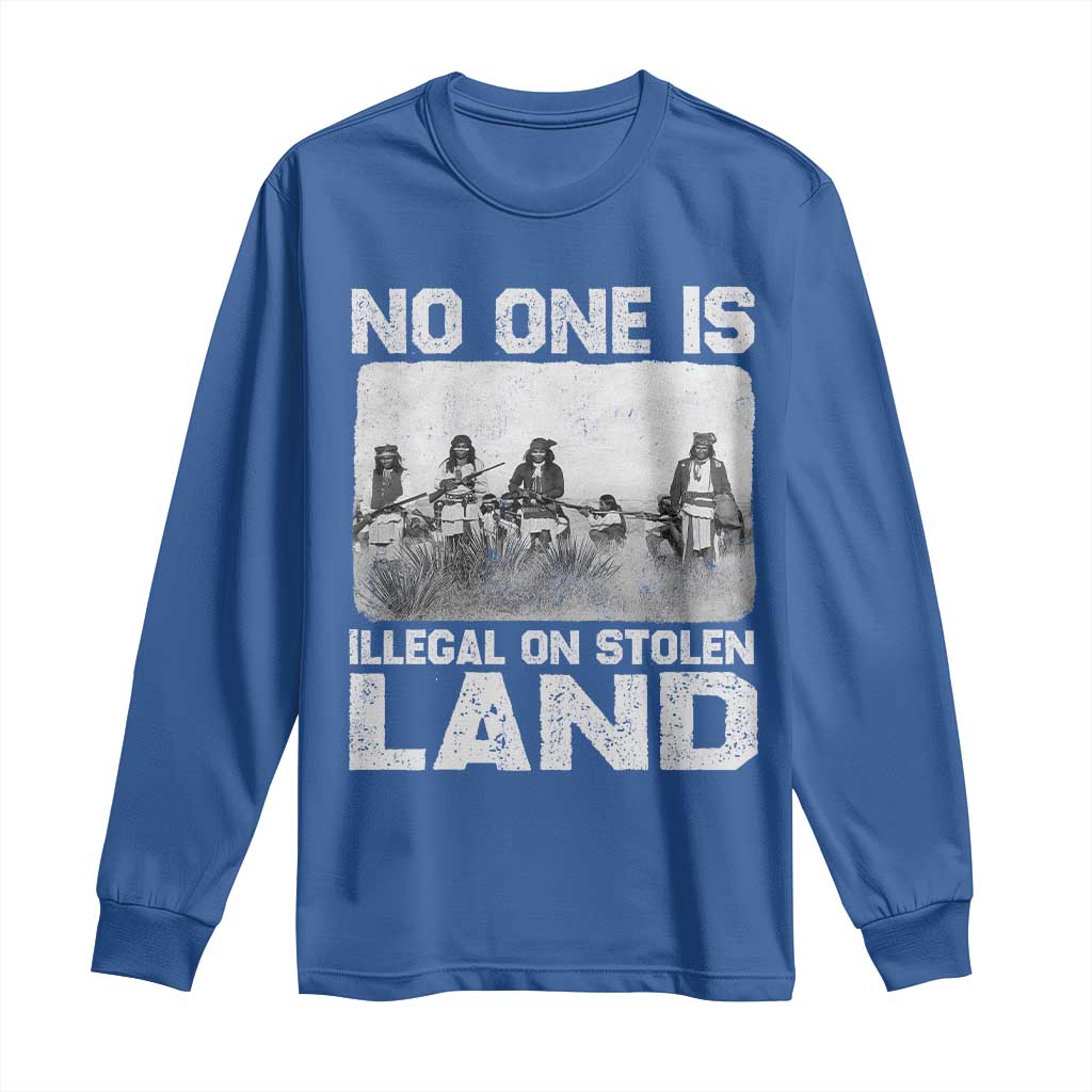 No One Is Illegal On Stolen Land Long Sleeve Shirt Native Tribe Indigenous People - Wonder Print Shop
