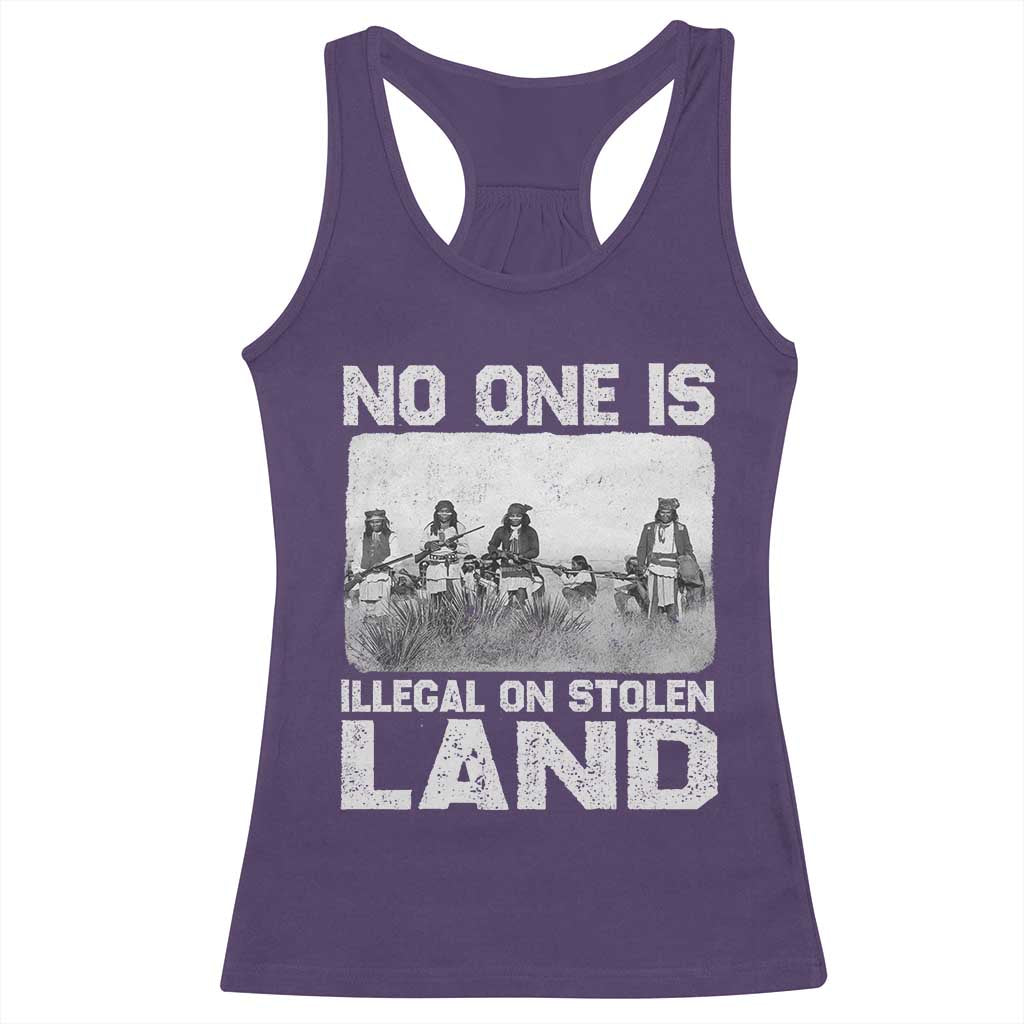 No One Is Illegal On Stolen Land Racerback Tank Top Native Tribe Indigenous People - Wonder Print Shop