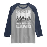 No One Is Illegal On Stolen Land Raglan Shirt Native Tribe Indigenous People - Wonder Print Shop