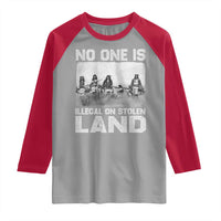 No One Is Illegal On Stolen Land Raglan Shirt Native Tribe Indigenous People - Wonder Print Shop