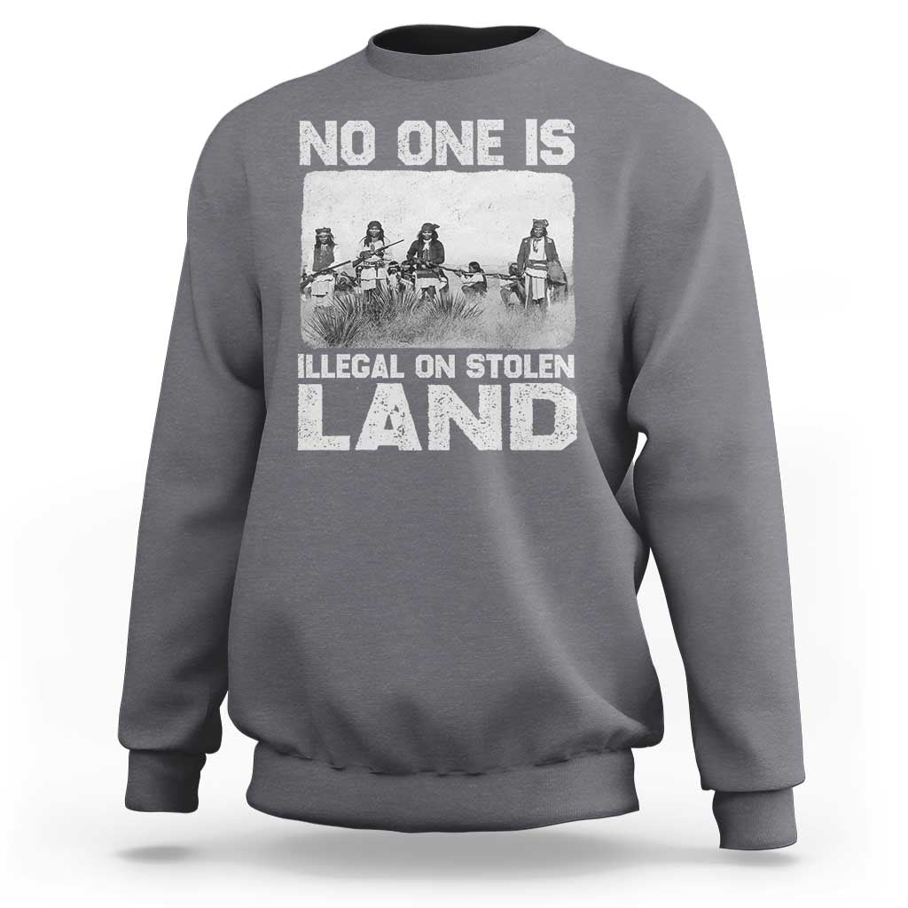 No One Is Illegal On Stolen Land Sweatshirt Native Tribe Indigenous People - Wonder Print Shop