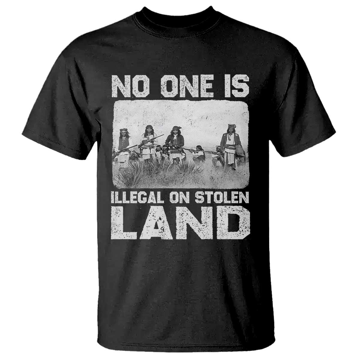No One Is Illegal On Stolen Land T Shirt Native Tribe Indigenous People - Wonder Print Shop