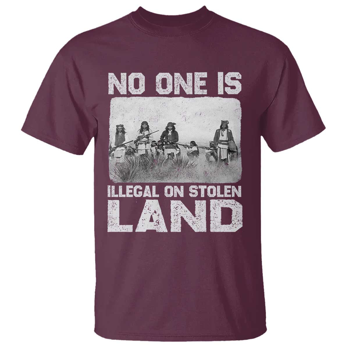 No One Is Illegal On Stolen Land T Shirt Native Tribe Indigenous People - Wonder Print Shop