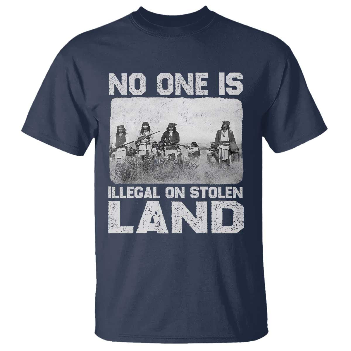 No One Is Illegal On Stolen Land T Shirt Native Tribe Indigenous People - Wonder Print Shop