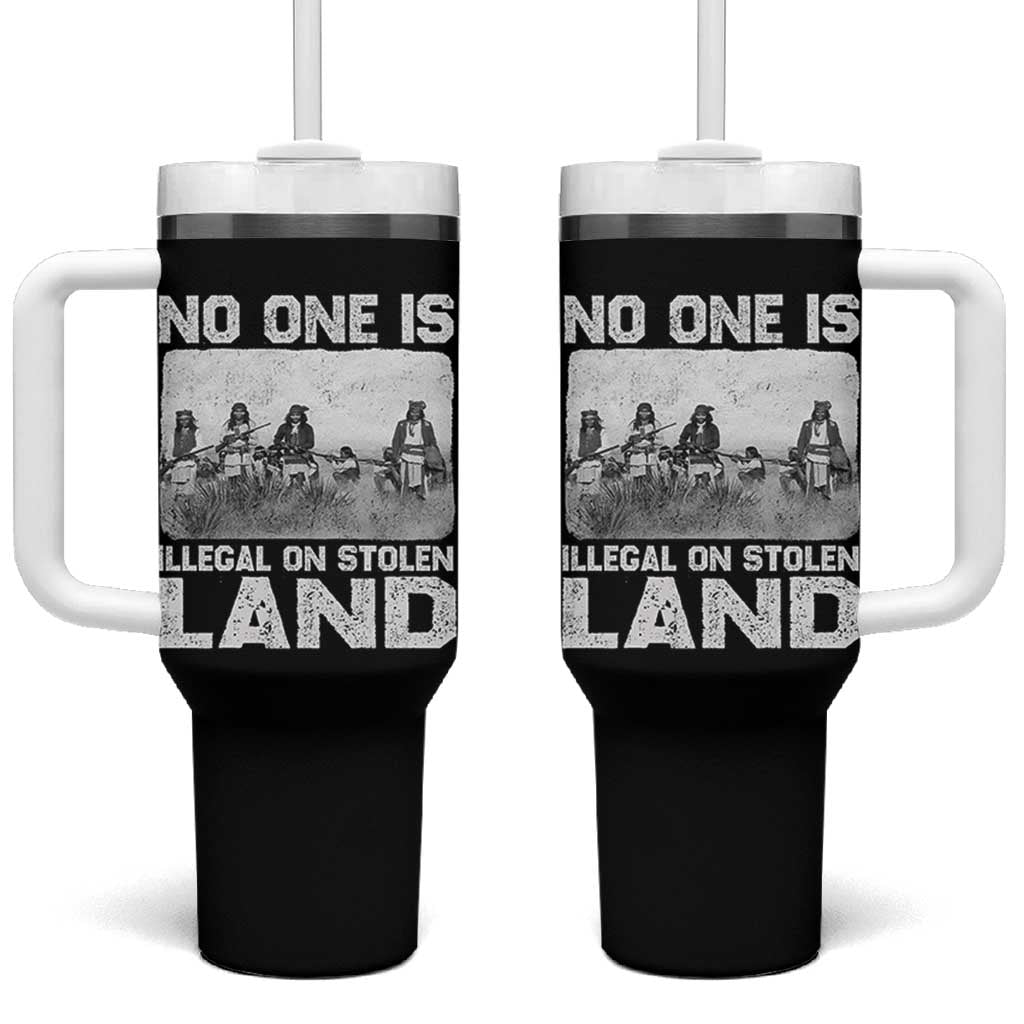 No One Is Illegal On Stolen Land Tumbler With Handle Native Tribe Indigenous People - Wonder Print Shop