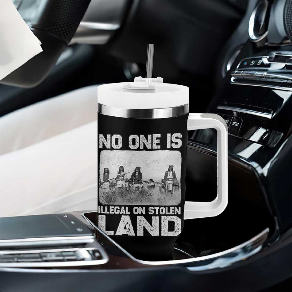 No One Is Illegal On Stolen Land Tumbler With Handle Native Tribe Indigenous People - Wonder Print Shop