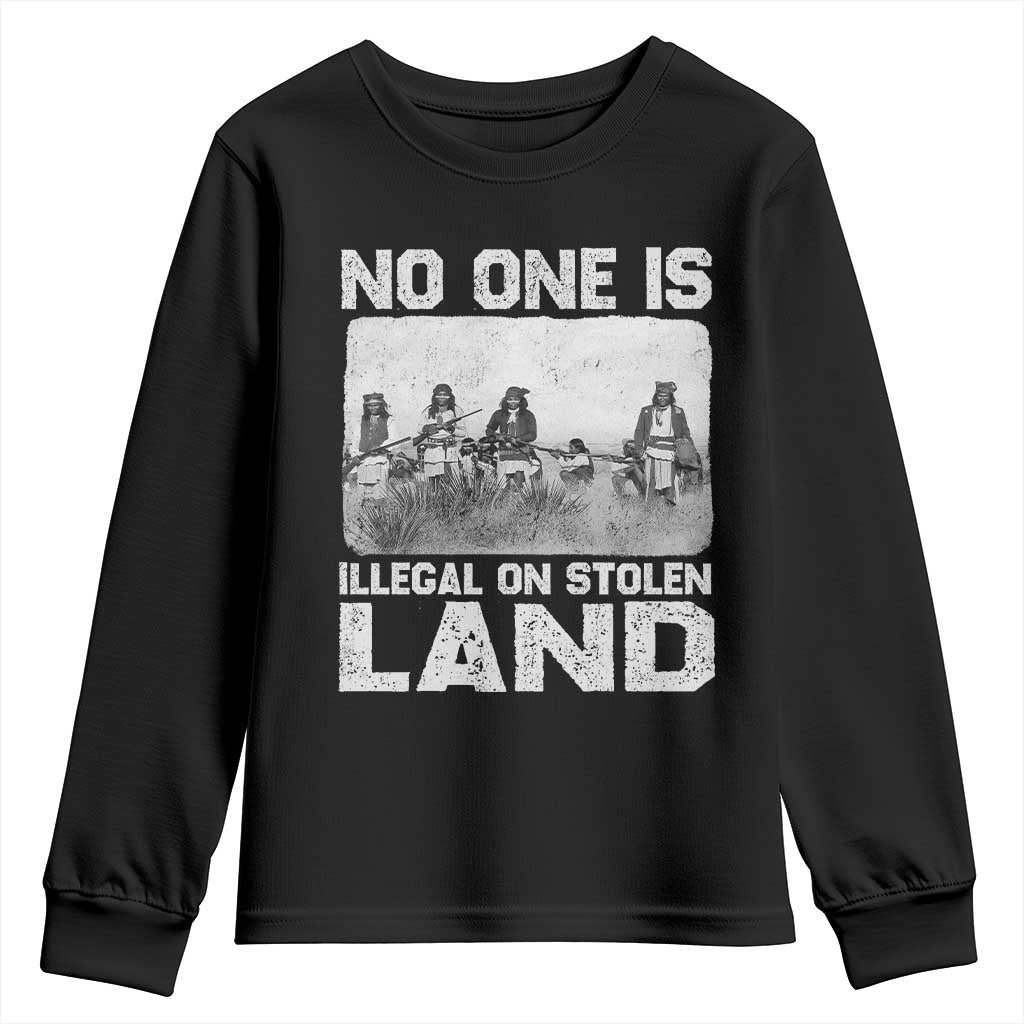No One Is Illegal On Stolen Land Youth Sweatshirt Native Tribe Indigenous People - Wonder Print Shop