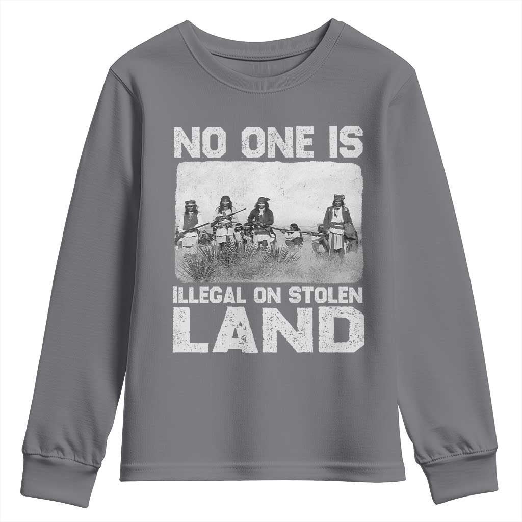 No One Is Illegal On Stolen Land Youth Sweatshirt Native Tribe Indigenous People - Wonder Print Shop