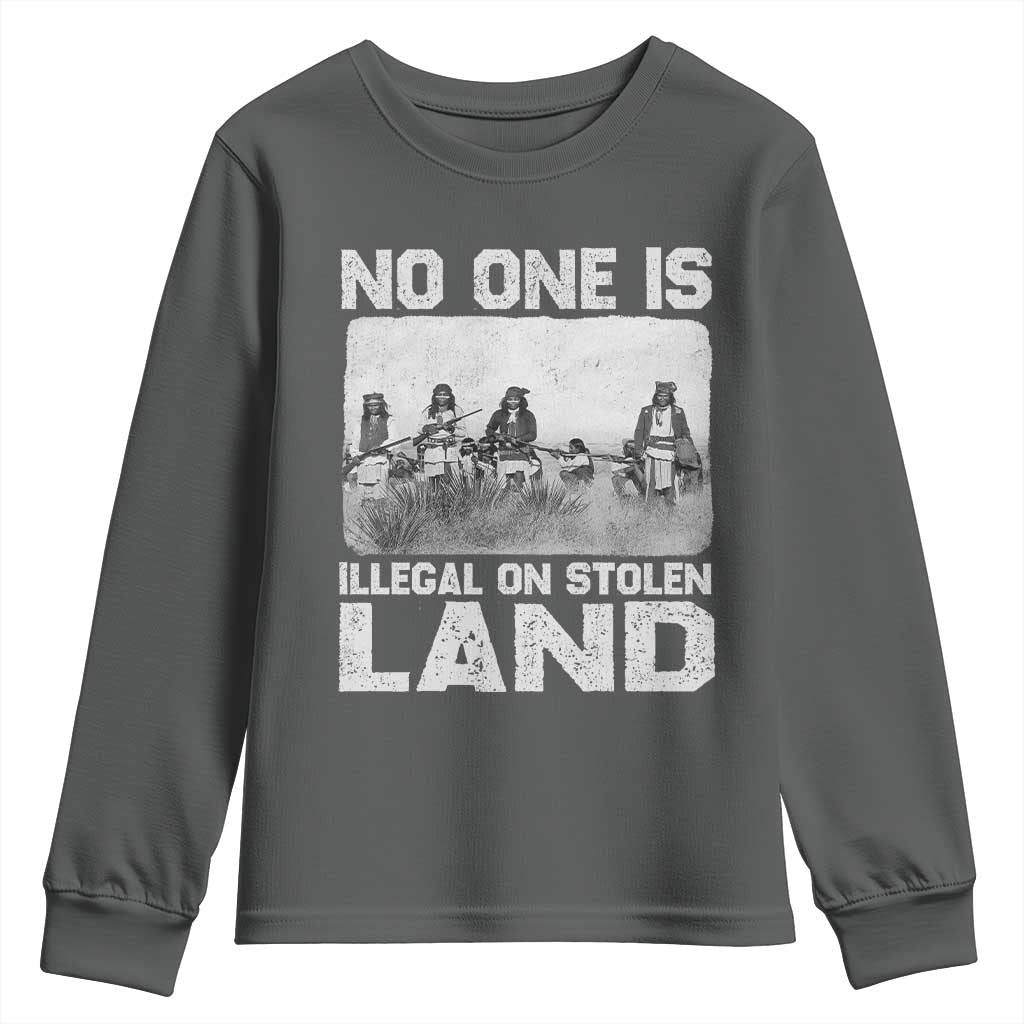 No One Is Illegal On Stolen Land Youth Sweatshirt Native Tribe Indigenous People - Wonder Print Shop