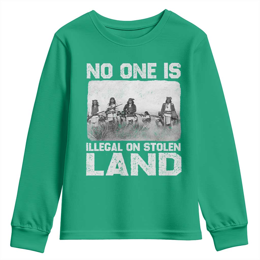 No One Is Illegal On Stolen Land Youth Sweatshirt Native Tribe Indigenous People - Wonder Print Shop